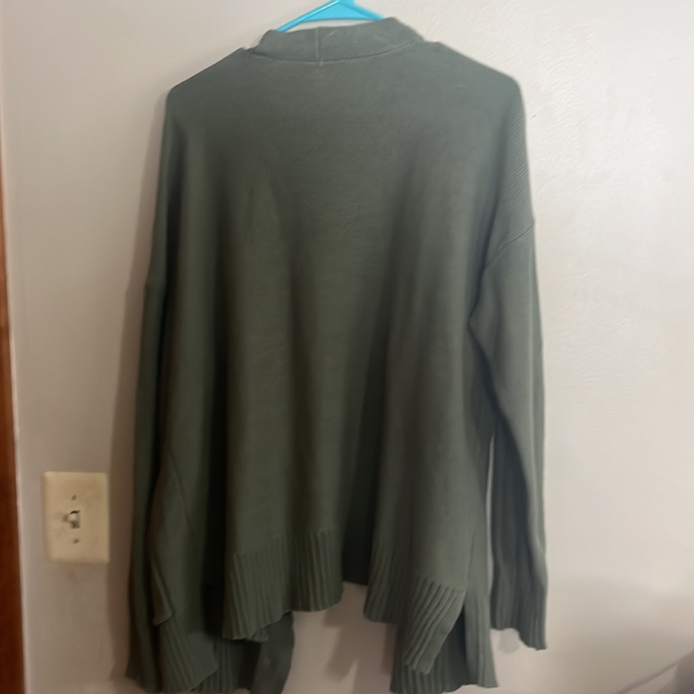 LOFT Olive Green Open Front Cardigan - Picture 3 of 3
